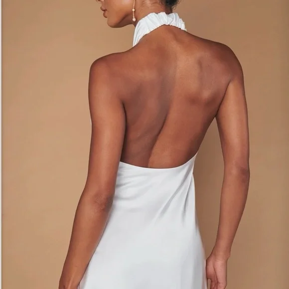 ShowMeYourMuMu White Jasmine Dress, Halter Mini Dress - Picture 2 of 4